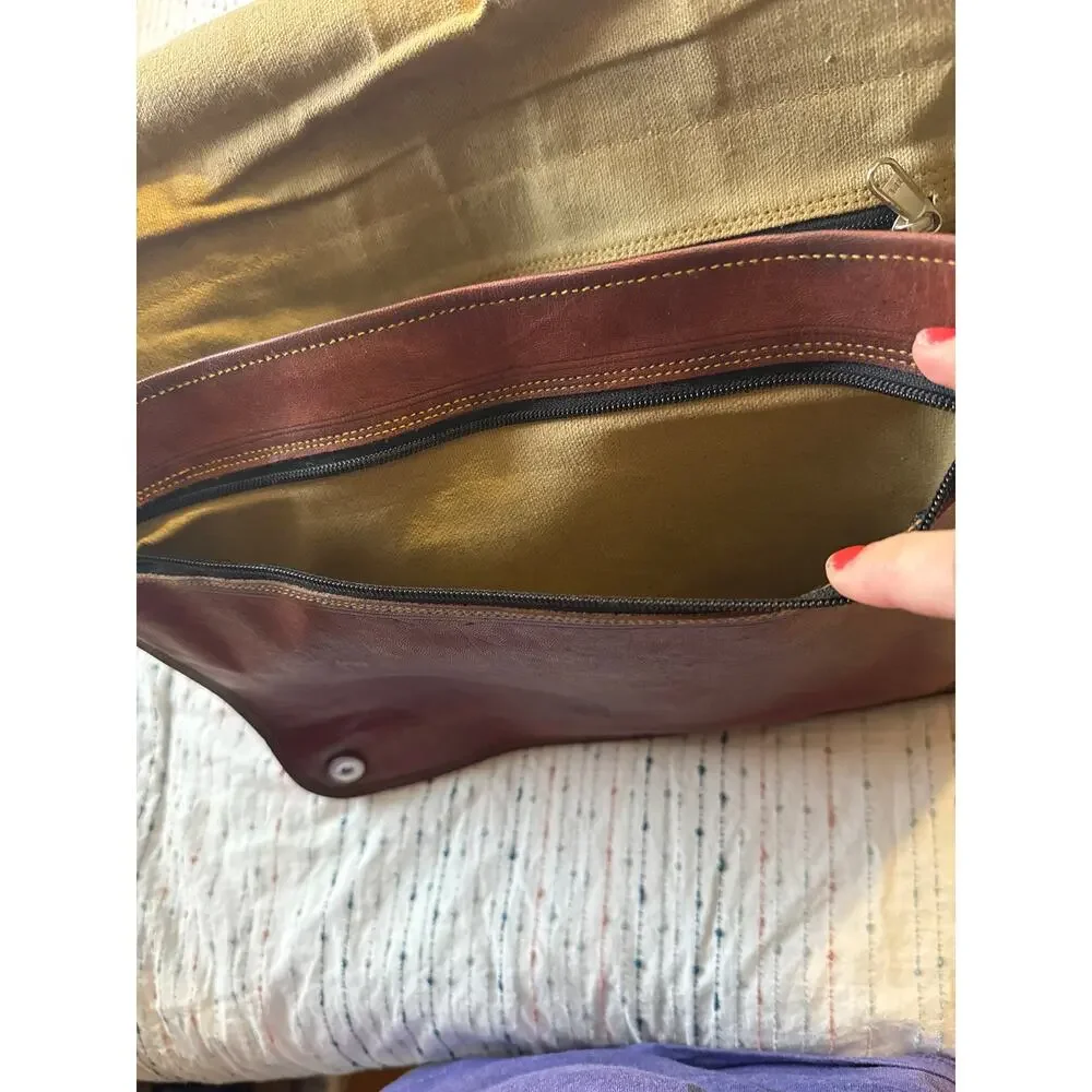 VTG NEW Carbon 2 Cobalt Brown Leather Waxed Canvas Satchel Laptop Messenger Bag